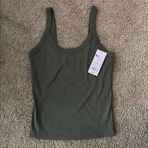 Wild Fable Slim Fit Ribbed Olive Green Tank Top